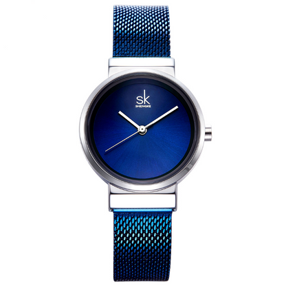 Shengke Blue Wrist Watch Women Watches Luxury Brand Steel Ladies Quartz Women Watches 2021 Relogio Feminino Montre Femme