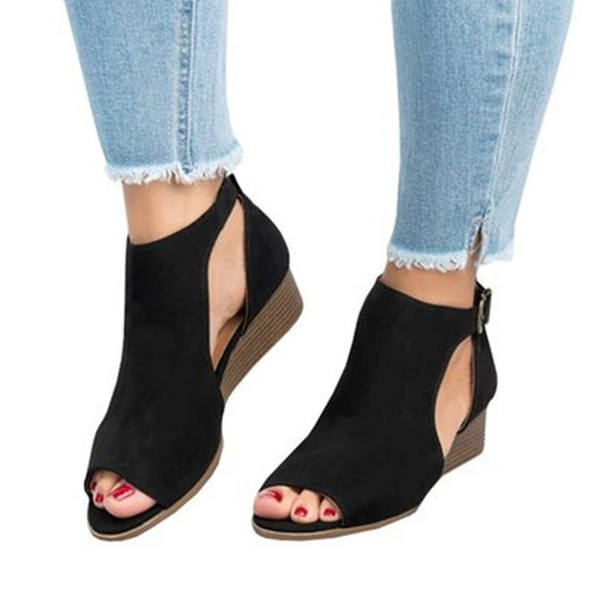 Women's Peep Toe Gladiator Wedges Platform Sandals in Soft Leather