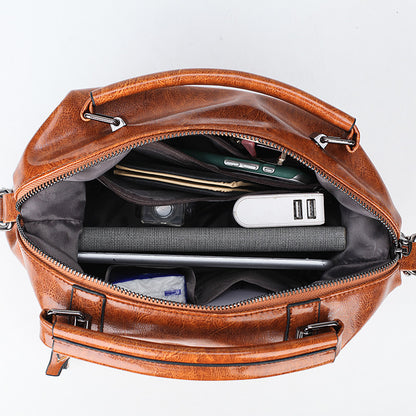 Oil-wax leather lady's bag, soft leather handbag, shoulder bag, oblique Bag