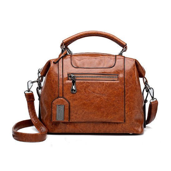 Oil-wax leather lady's bag, soft leather handbag, shoulder bag, oblique Bag