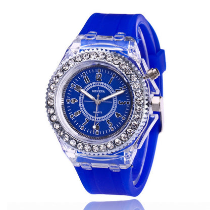 LED Luminous Watches Geneva Women Quartz Watch Women Ladies Silicone Bracelet Watches