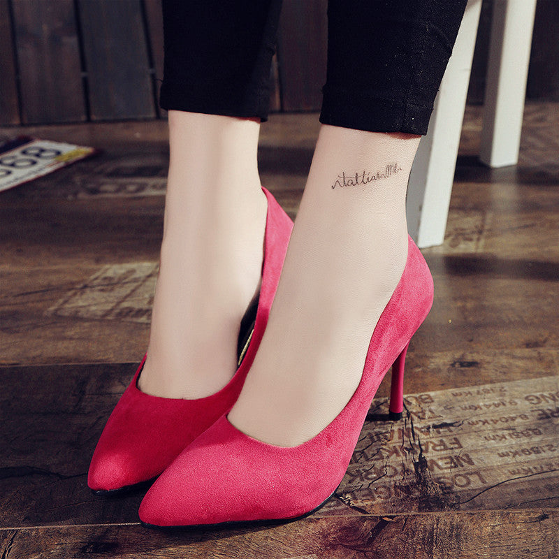 Korean Style High Heel Women's Shoes with Single Shallow Mouth